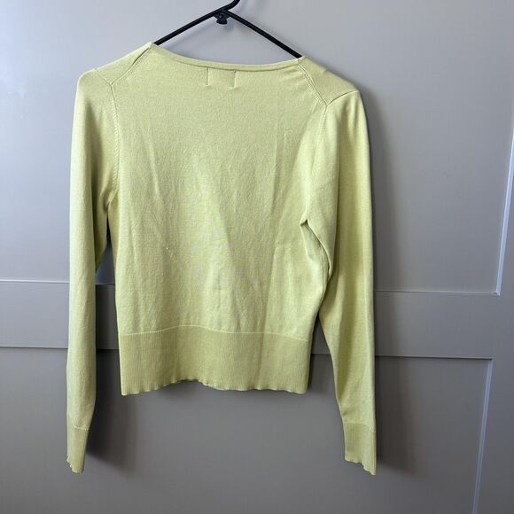 itw by Claude Brown Sweater Womens XS Light Green Cardigan Silk Blend Rhinestone - Picture 3 of 9